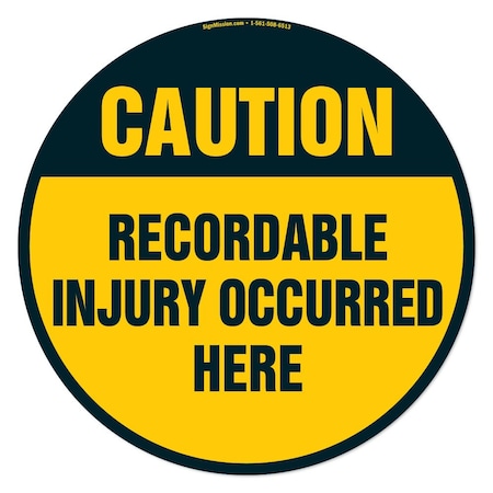 Recordable Injury Occurred Here 16in Non-Slip Floor Marker, 6PK